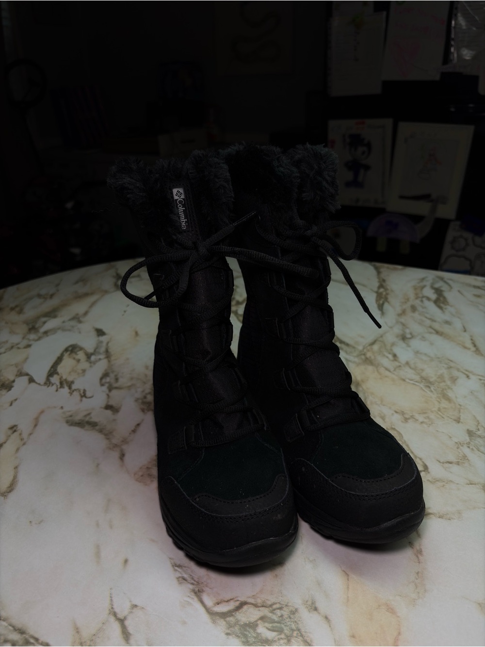 Columbia Black Women's Winter Lace-Up Fur Cuff Boots
